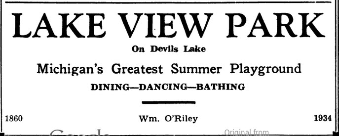 Devils Lake Amusement Park - Addison Centennial 1834-1934 100 Years Of Progress